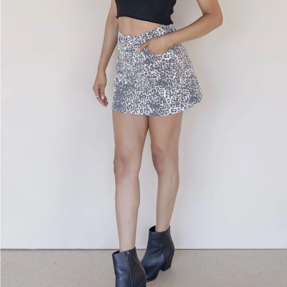 Shay Leopard Denim Mini Skirt